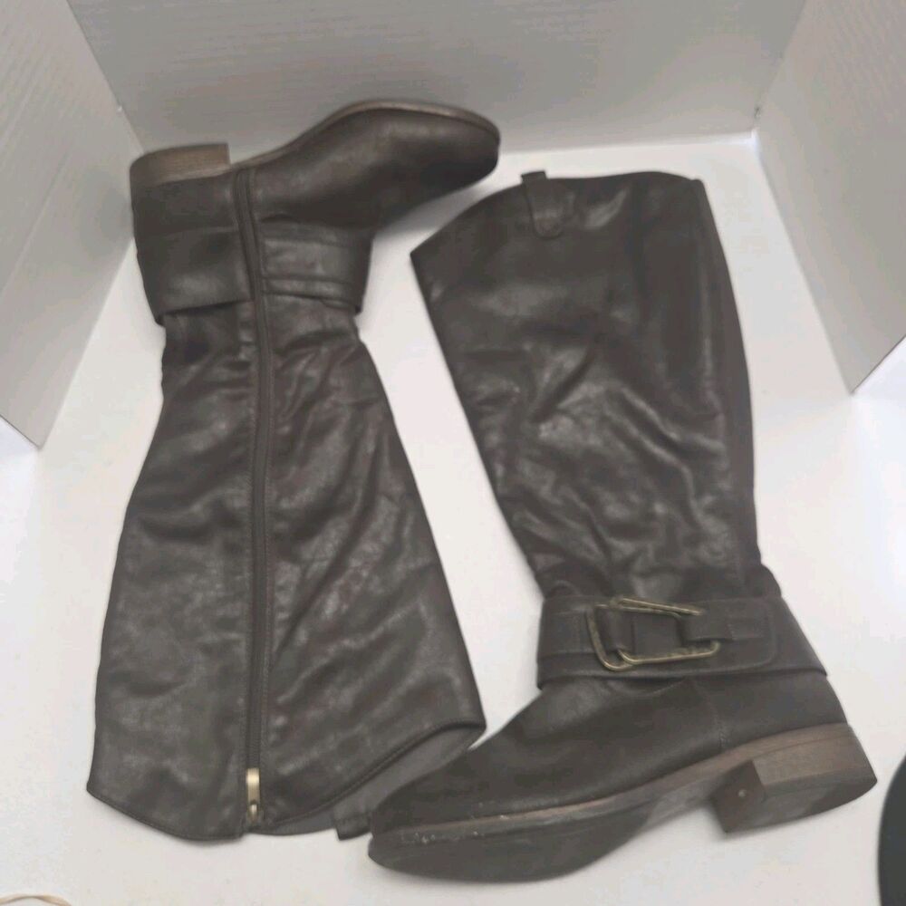 Torrid Brown Tall Wide Calf Boots Size 10 1/2 W 11623290 Buckle Accent Western